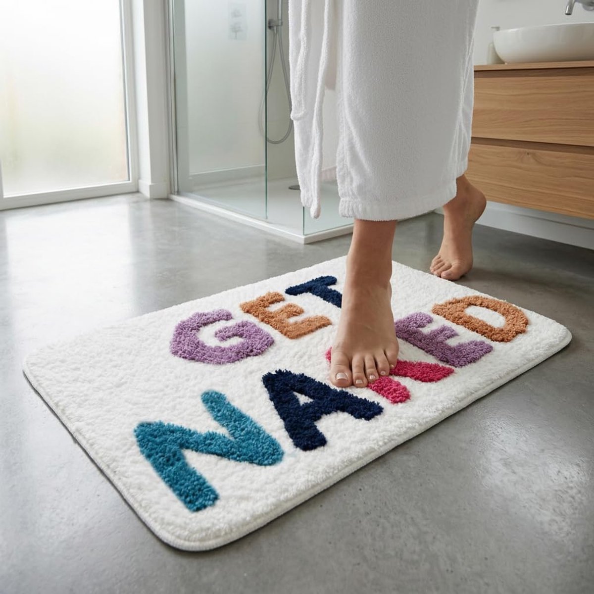 Famanu Antislip vloerkleed en deurmat, absorberend en zacht, ideaal voor badkamer en entree, modern design Bruin