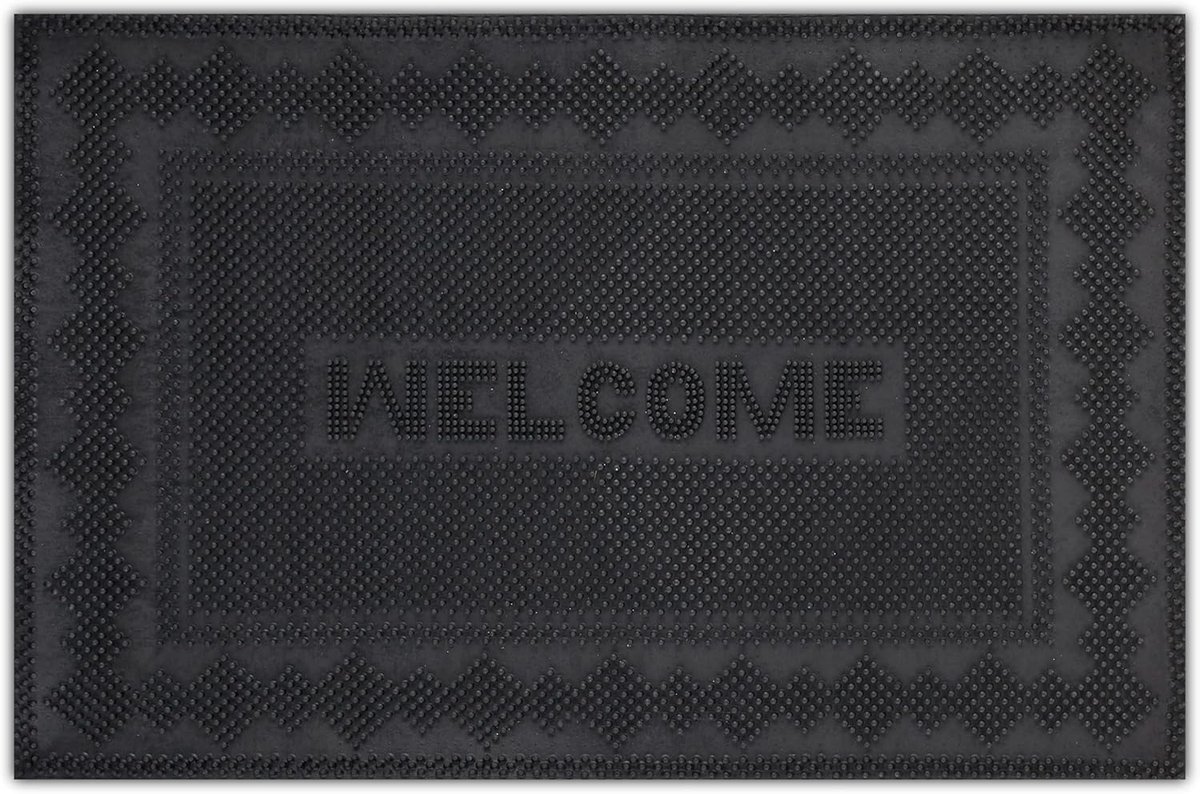 Famanu Deurmat van rubber, 40 x 60 cm, antislip en weerbestendig, geschikt voor binnen en buiten gebruik Antraciet
