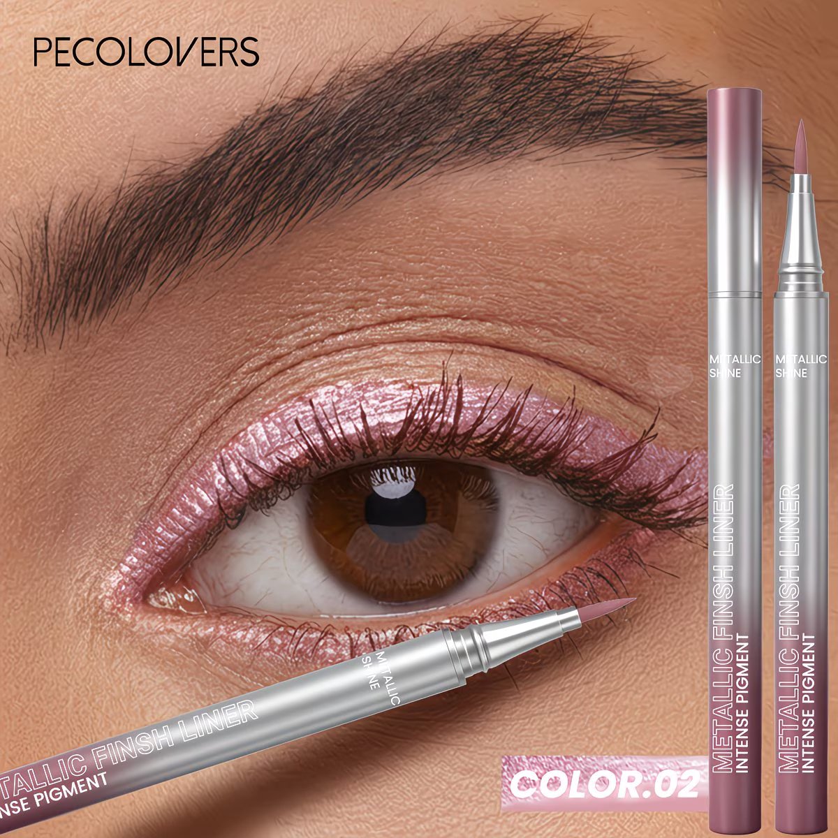 Metallic Roze Eyeliner – Waterproof Shimmer Eyeliner Pen – Langhoudende Oogmake-up – Variant 02