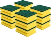 Professionele Schuursponsjes – 12 Stuks - Met stevige schuurlaag – Geel groen – 9 x 6 x 5 cm