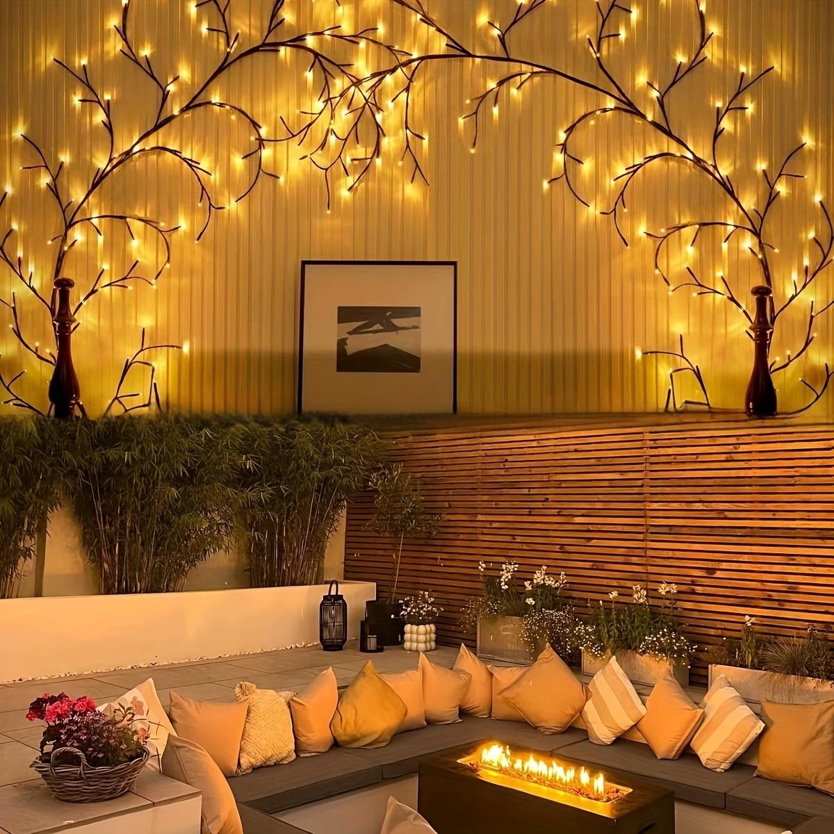 Lzwintrading - Lichtsnoer Buiten Zonne - Lichtslinger Tuin - Fairy Lights - Tuinverlichting Buiten - Kerstverlichting Halloween Decoratie - 1.8M 96 Led's Wilgenrank Lichtsnoer - Buigbare Kunstmatige Boomtakken Lichten -LED Boomtakken Lichtboom