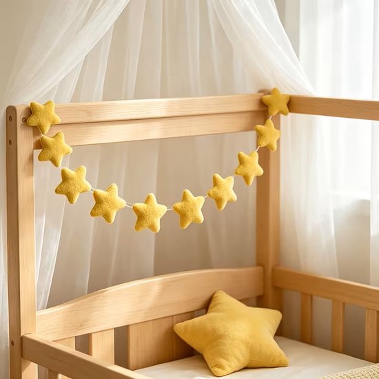 Kinderkamer slinger sterretjes– Slinger babykamer - Meisjesslinger - Babykamer Decoratie – Versiering babykamer - Aankleding - Wanddecoratie Slaapkamer Kind - Slinger ster - Gele sterren — afbeelding 3