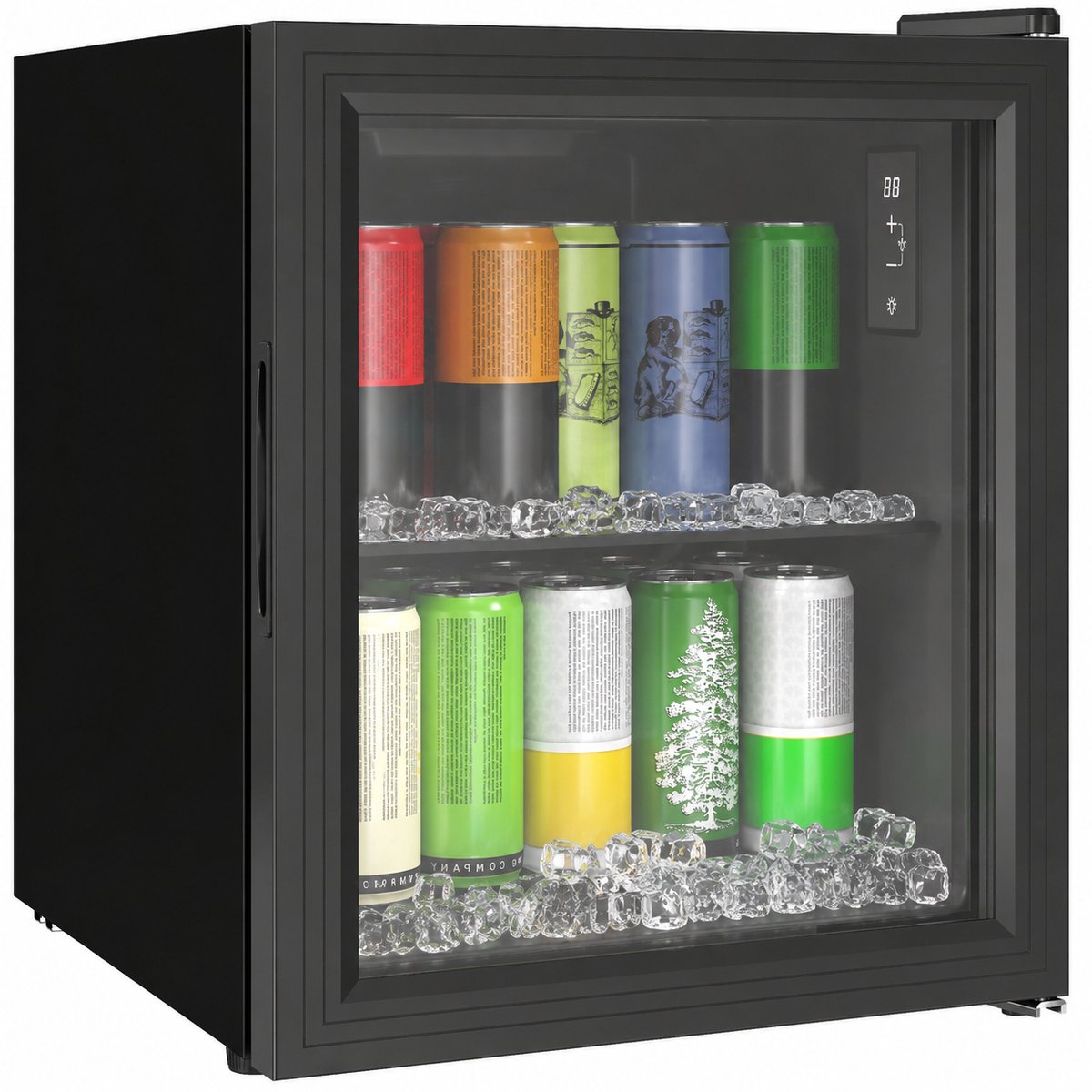 TEKROA® Drankenkoelkast Mini Koelkast - Vrijstaand Stil (39dB) & Glazen Deur - Voor 59 Blikjes - 46L - Zwart