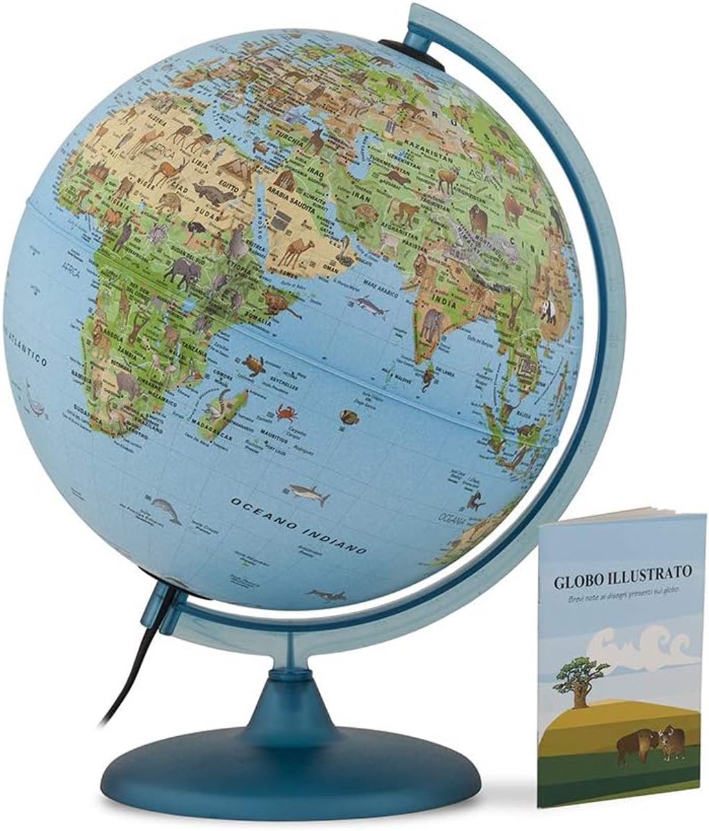 Wereldbol Kinderen - Educatieve Bol - Geografie Leren - Met Verlichting - Diameter 25cm - Blauw