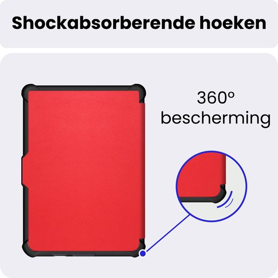 Hoes Geschikt voor Kobo Clara HD - Met Screenprotector - Luxe E-reader Trifold Case - Bescherm Hoesje Book Cover - Rood — afbeelding 5