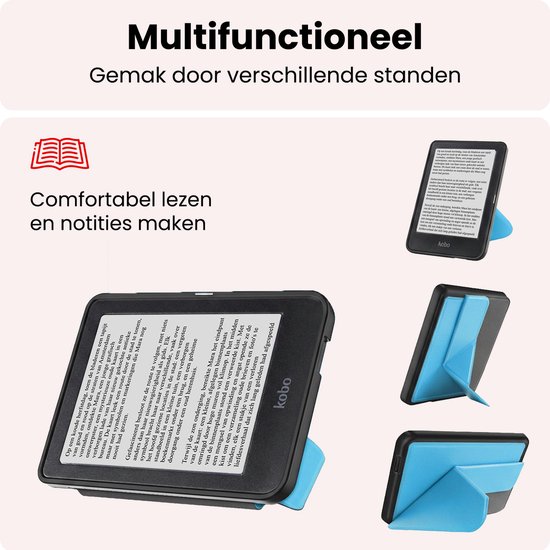 Hoes Geschikt voor Kobo Clara HD Hoesje Bookcase Cover Book Case Hoes Sleepcover Trifold - Lichtblauw — afbeelding 3