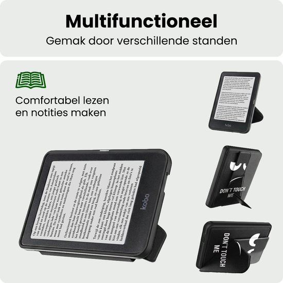 Hoes Geschikt voor Kobo Nia Hoesje Bookcase Cover Hoes Trifold - Hoesje Geschikt voor Kobo Nia Hoes Cover Case - Don't Touch Me — afbeelding 3