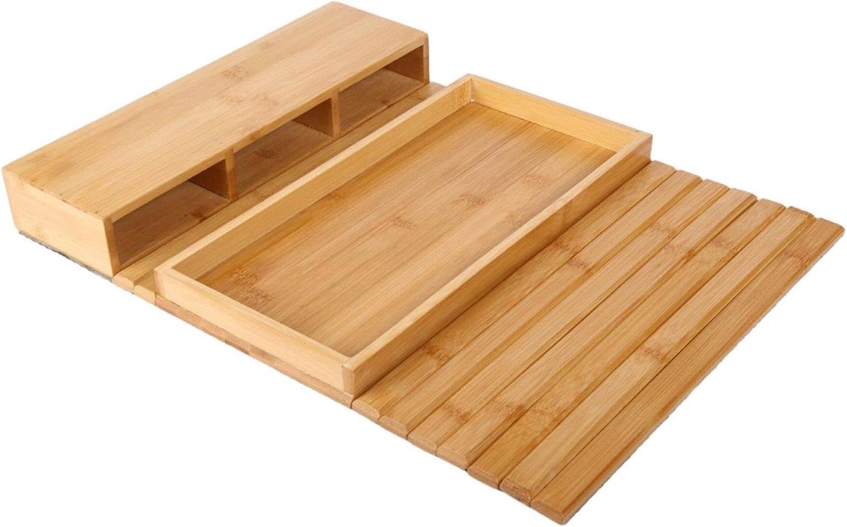 Bank Armleuning Tafel - Dienblad Organizer - Ontspannen Thuis - Opvouwbaar Ontwerp - 18x13 Inch - Houtkleur