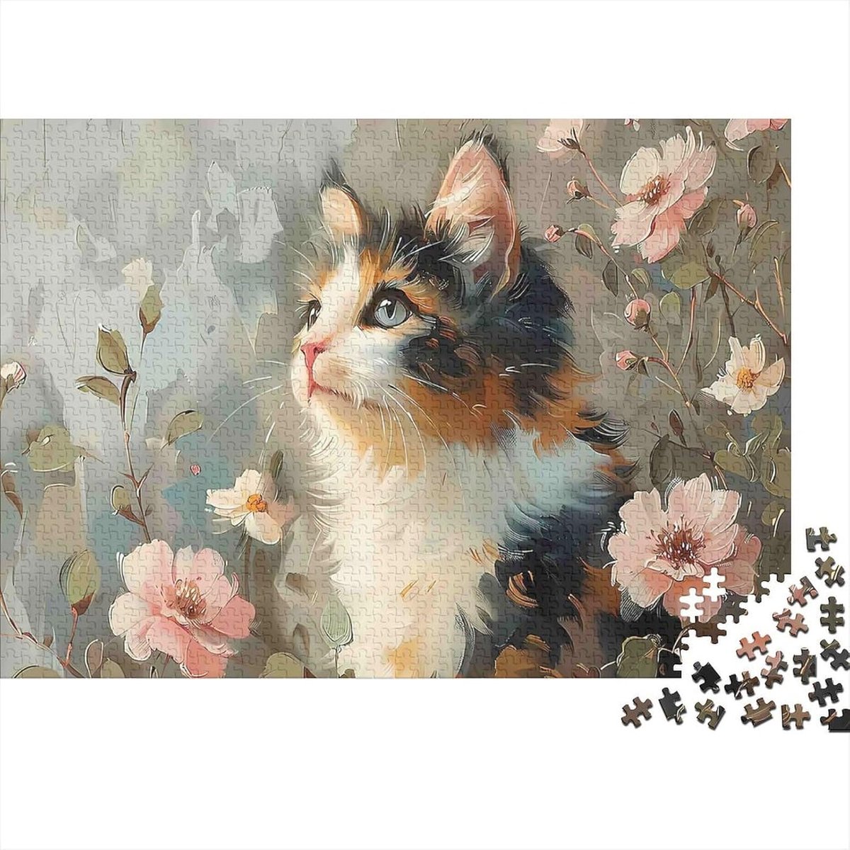 Puzzel 1000 Stukjes - Papier Puzzel - Ontspanning Thuis - Gerecycled Materiaal - 38 x 26 cm - Roze Bloemen