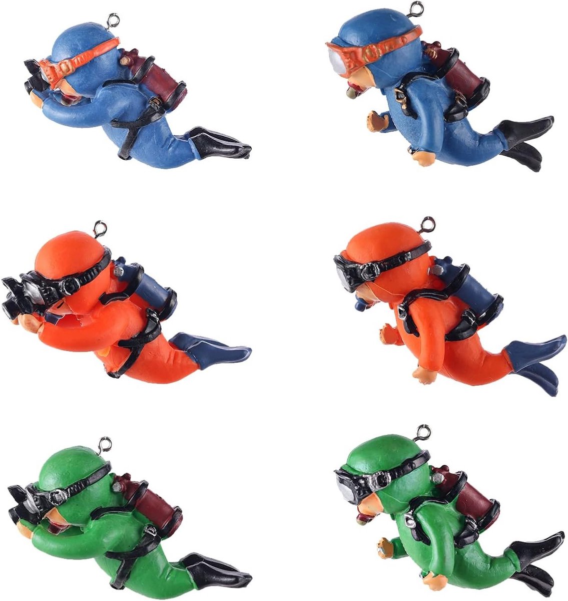 Zes Stuks Drijvende Duikdecoratie voor Onderwateraquarium, Ornamenten voor Visbak, Duikende Harsdecoraties voor Aquarium en Vistank