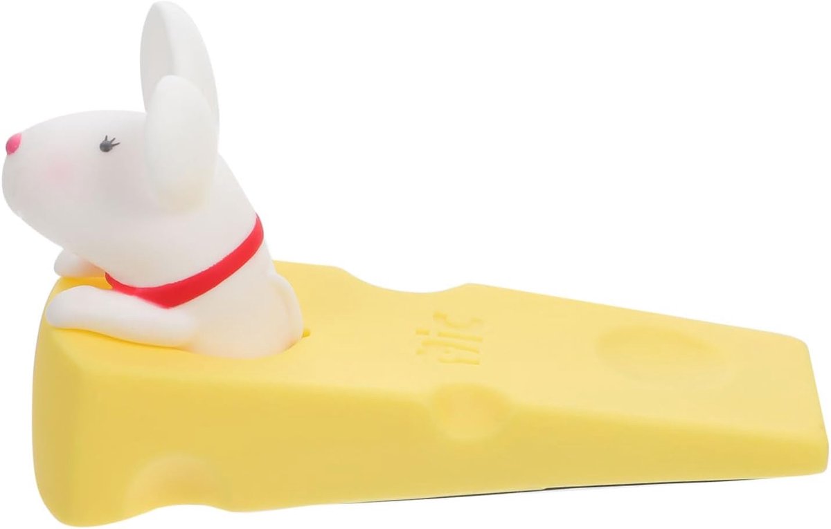 Lichtgevende Deurstopper - Dierendeurwig Miniatuur Decoratie - Voorkomt Deurklappen - Ponsvrij Ontwerp - 13.5X7.5CM - Wit