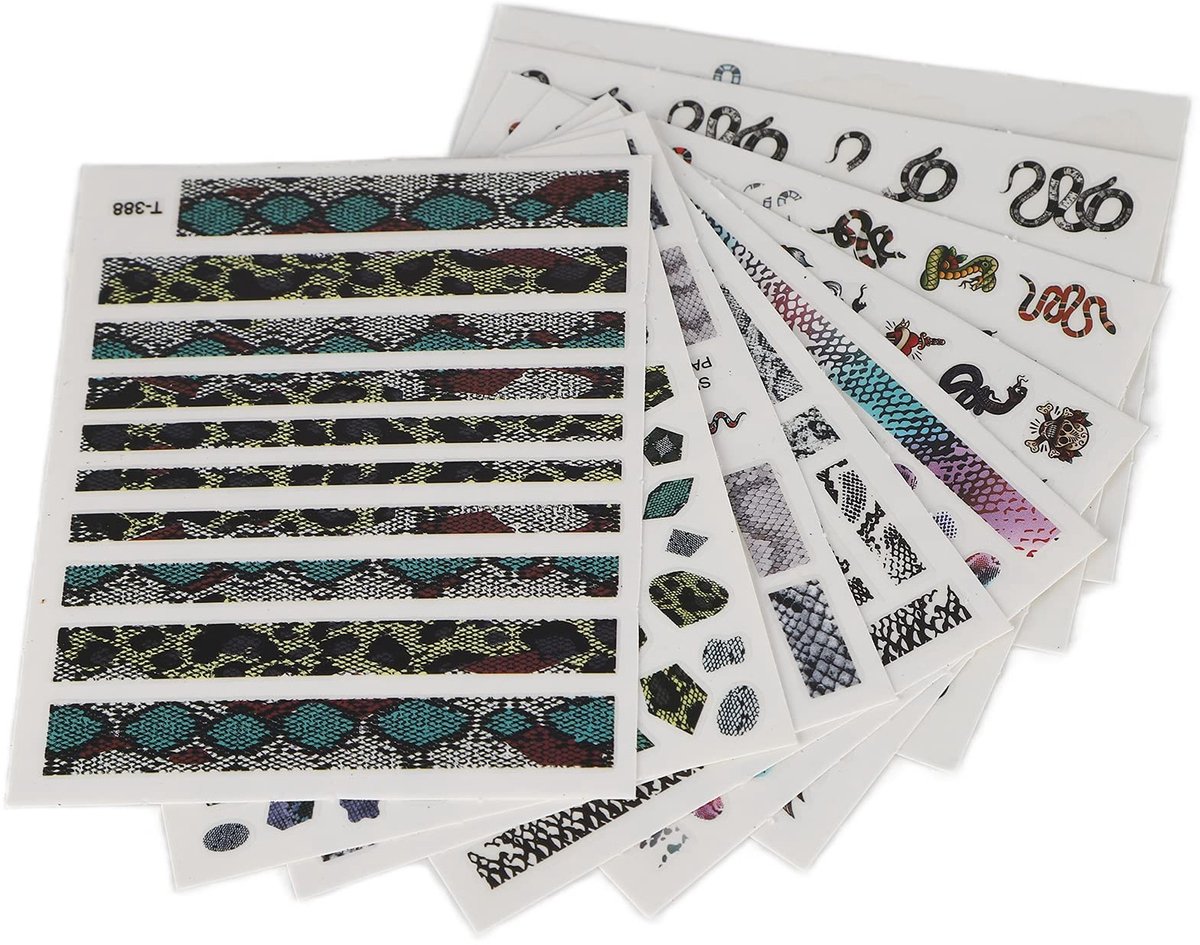 Dailygoods- Nagelstickers Slangenpatroon - Zelfklevend - Veilig en niet-giftig - 9 Vellen - Unieke Nagelkunst - Eenvoudig te gebruiken - Nail Art