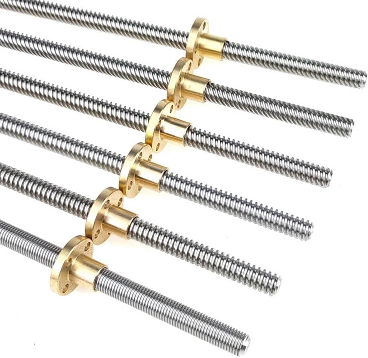 Loodschroef T8 - Lineaire spindel - Precisie beweging - Roestvrij staal met moer - 8mm diameter - Zilverkleurig