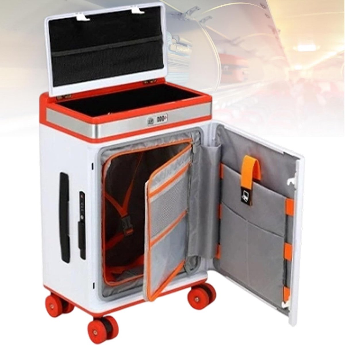 Handbagage Koffer - Cabine Bagage - Lange Reizen - Dubbele TSA Slot - 20 Inch - Wit Oranje