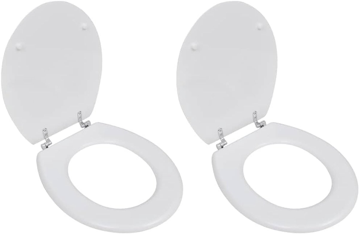 Toiletbril Set - WC Deksel - Badkamer Vernieuwen - Verstelbare Scharnieren - 42.5 x 36 cm - Wit
