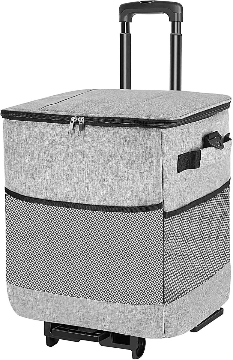 Koelbox met wielen - Reiskoelbox mobiel - Outdoor avonturen - Inklapbaar en waterdicht - 35 liter - Grijs