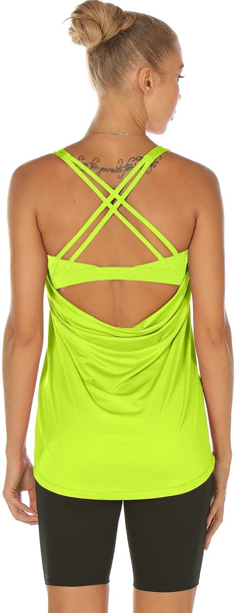 Dailygoods- Sporttop Dames 2-in-1 - Ingebouwde Beha - Lichtgewicht - Vochtafvoerend - Gedrapeerde Rug - Comfortabele Training - Yogashirt van Dailygoods — afbeelding 3