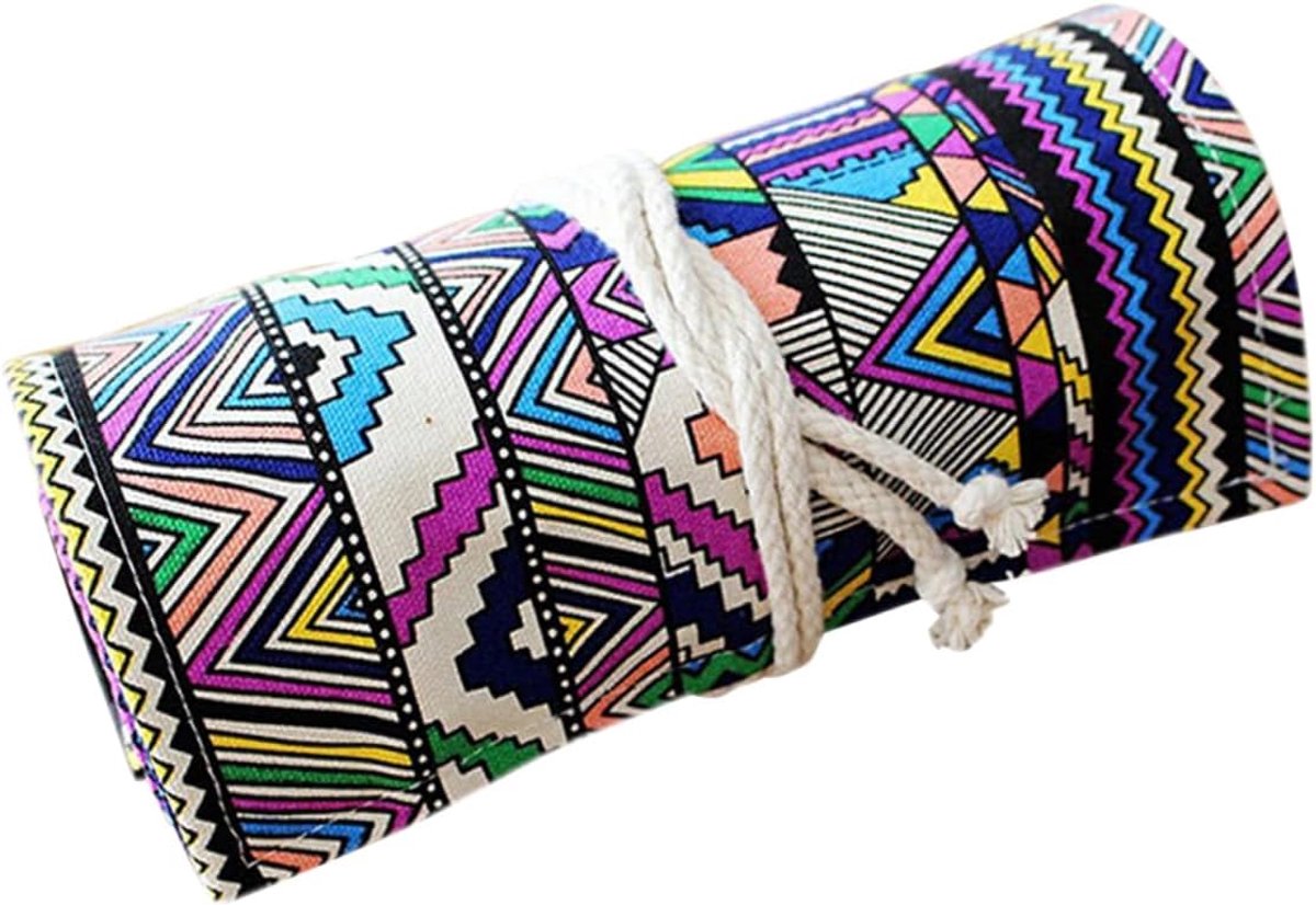 Etui Potlood Opbergtas - Rolhouder Pennen - Kunstbenodigdheden Opbergen - Houdt 36 Potloden Vast - 46x19.5cm - Gekleurd