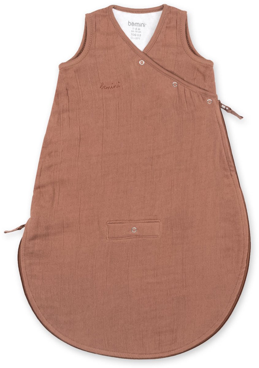BEMINI Babyslaapzak - MAGIC BAG 1-4m - TOG 0.5 - Hydrofiele zomergaze - Moka