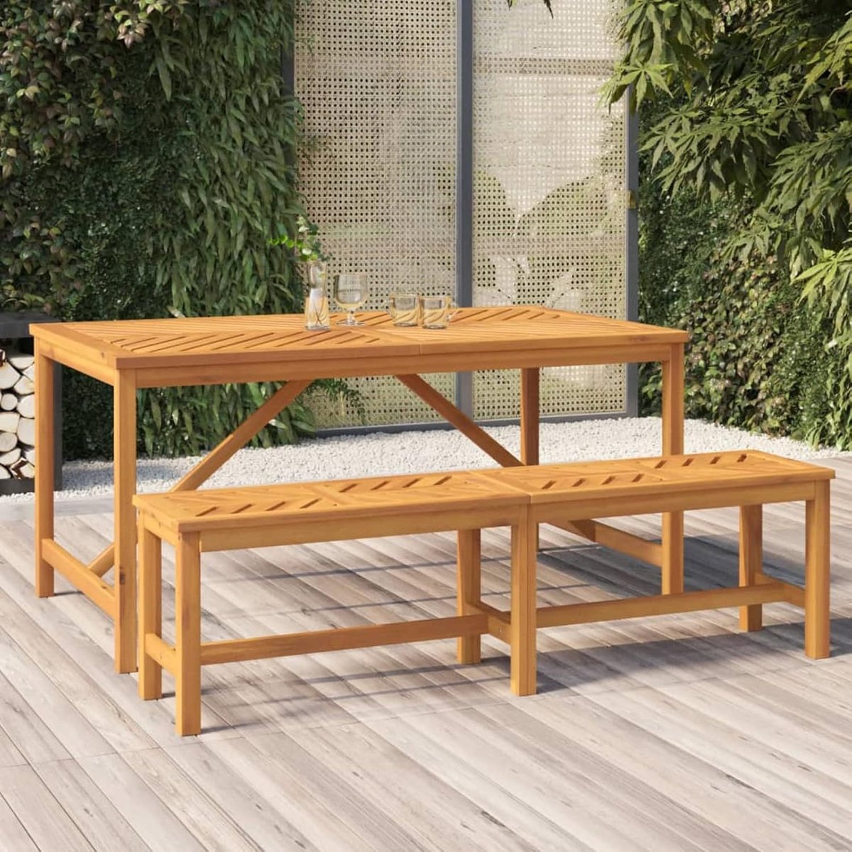 Eettafel Tuin - Buiten Tafel - Buiten Eten - Massief Acaciahout - 150 x 90 cm - Houtkleur