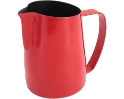 Melkopschuimkan Roestvrijstaal - Opschuimbeker Koffie - Latte Art Maken - Afgeschuinde Mond - 450 Ml - Fel Rood