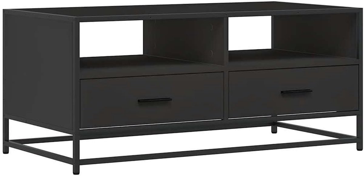 Salontafel - Houten Tafel - Koffie Moment - Stabiel Metalen Frame - 100x50x45 cm - Zwart