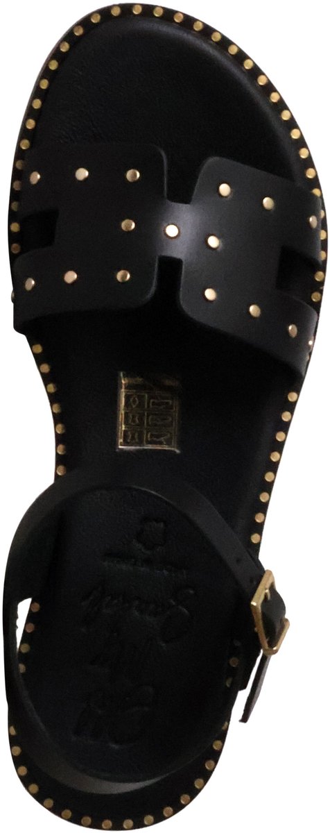Platte leren sandalen