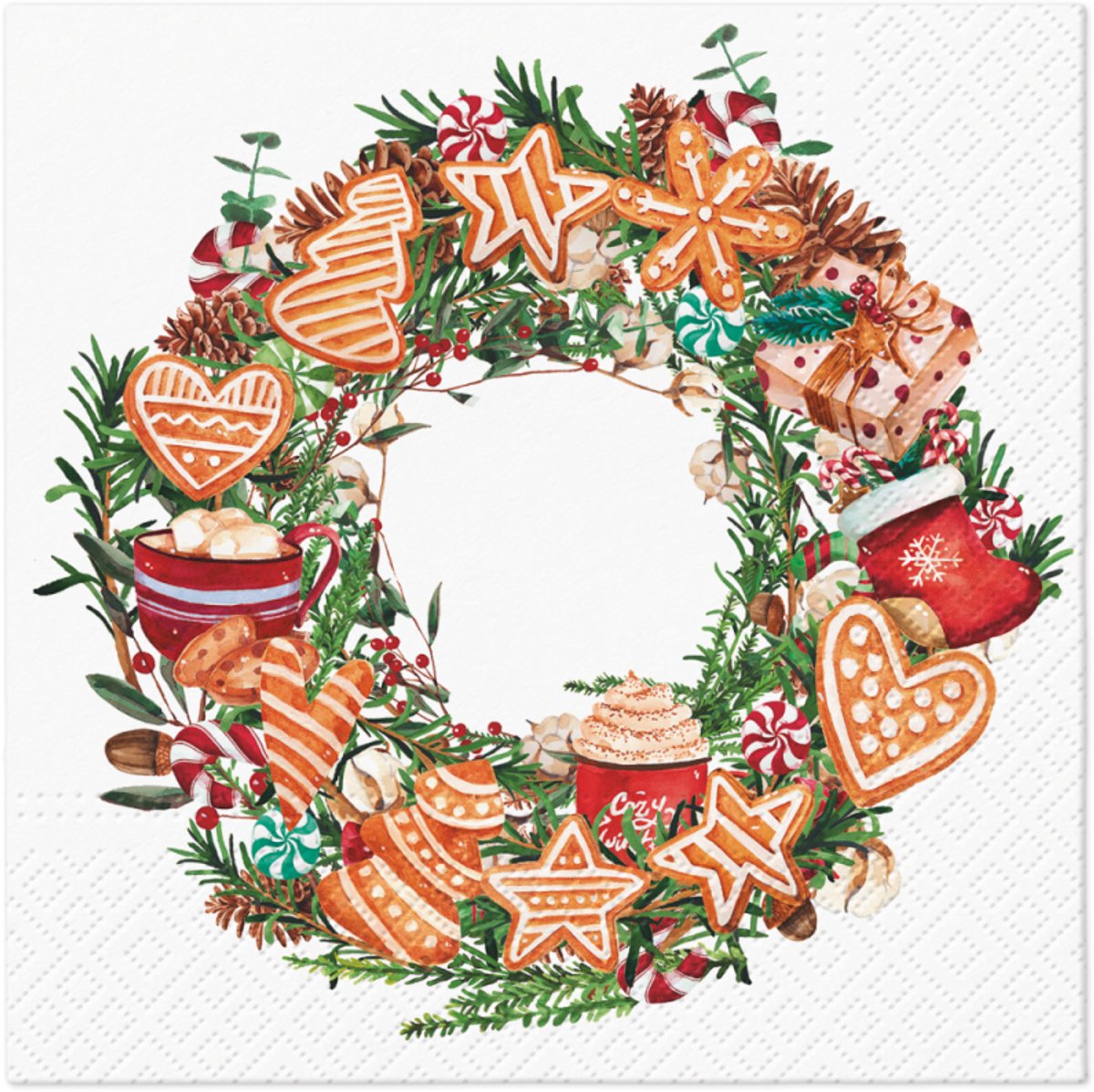 PAW - Lunch servetten - Gingerbread Wreath