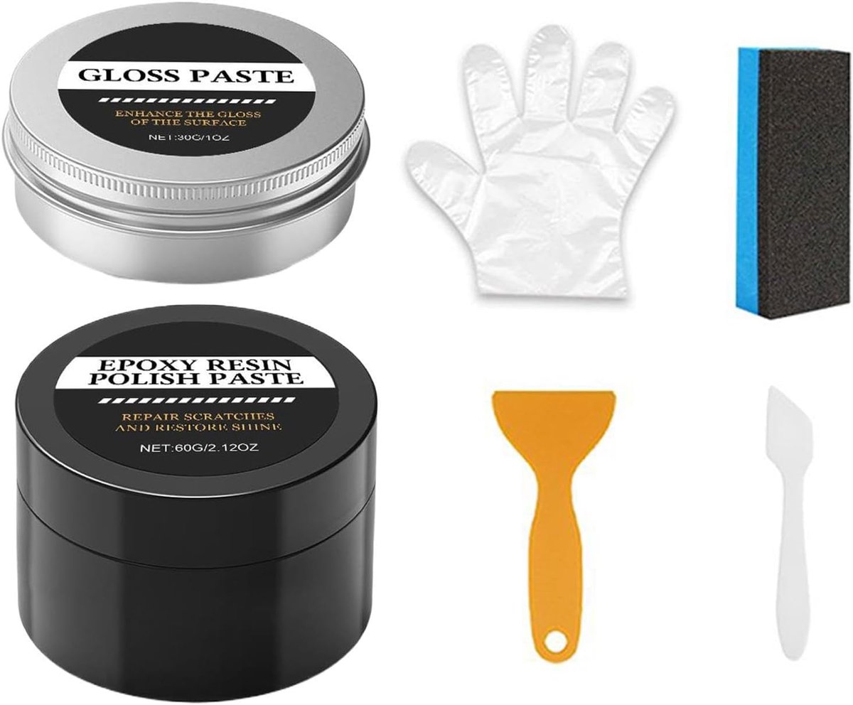 Hars Polijsten Kit - Krasverwijderaar - Glans Herstellen - Voor Diverse Materialen - 60g + 30g - Niet Van Toepassing