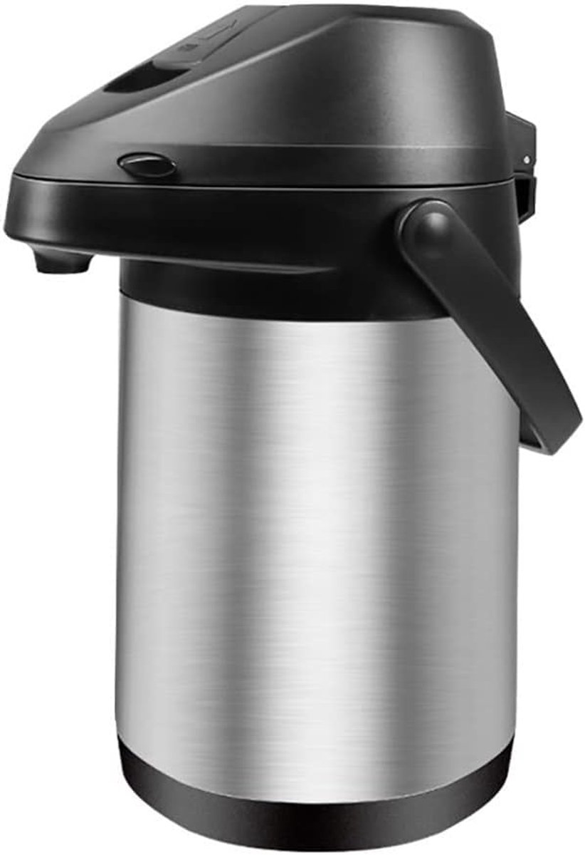 Thermoskan met pomp - Airpot koffiekan - Dranken warm houden - Vacuüm isolatietechnologie - 2.5 liter - Zilver