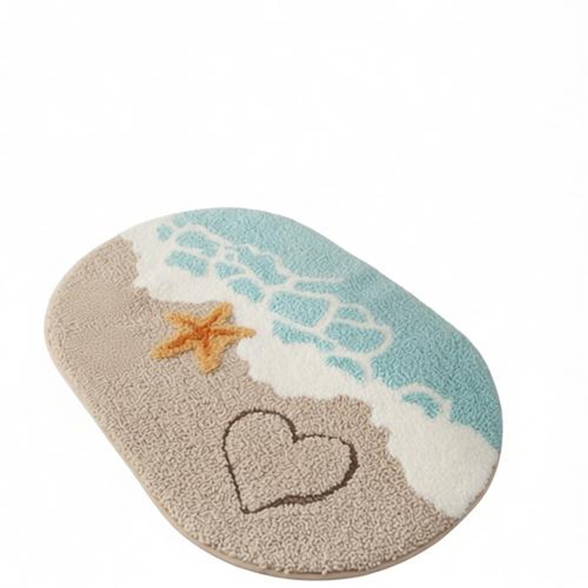 BILMU Ovale Badmat 54 x 86 cm, Antislip en Zachte Badtapijt, Machinewasbaar, Absorberend, Starfish Strand