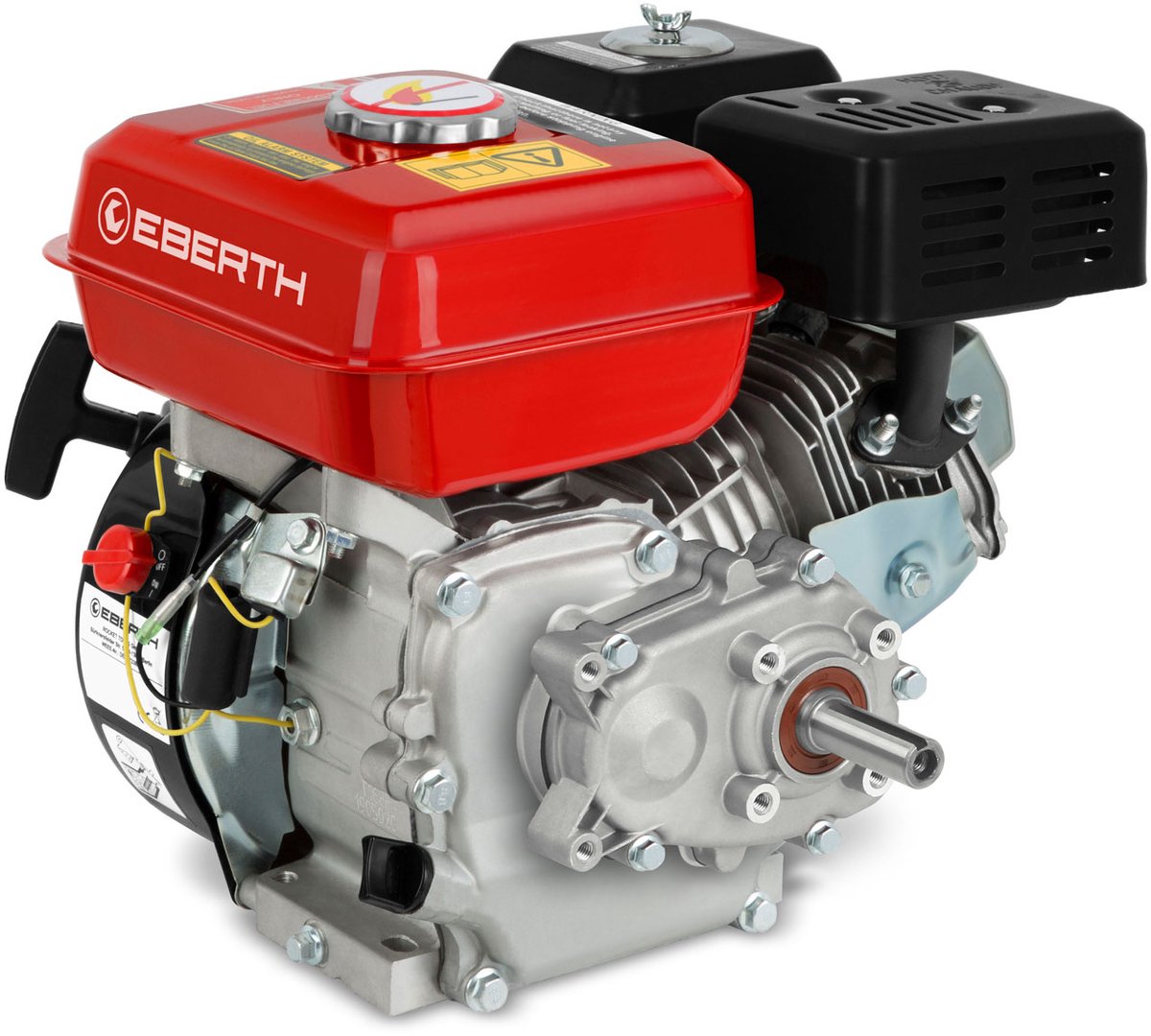 EBERTH 6,5 PS 4,8 kW benzinemotor, stationaire motor, kartmotor met reductietandwielkast 2:1, benzinemotor met asdiameter 19,05 mm, oliepeilbeveiliging, 4-takt, 1 cilinder, cilinderinhoud 196 CCM, aandrijfmotor met versnellingsbak