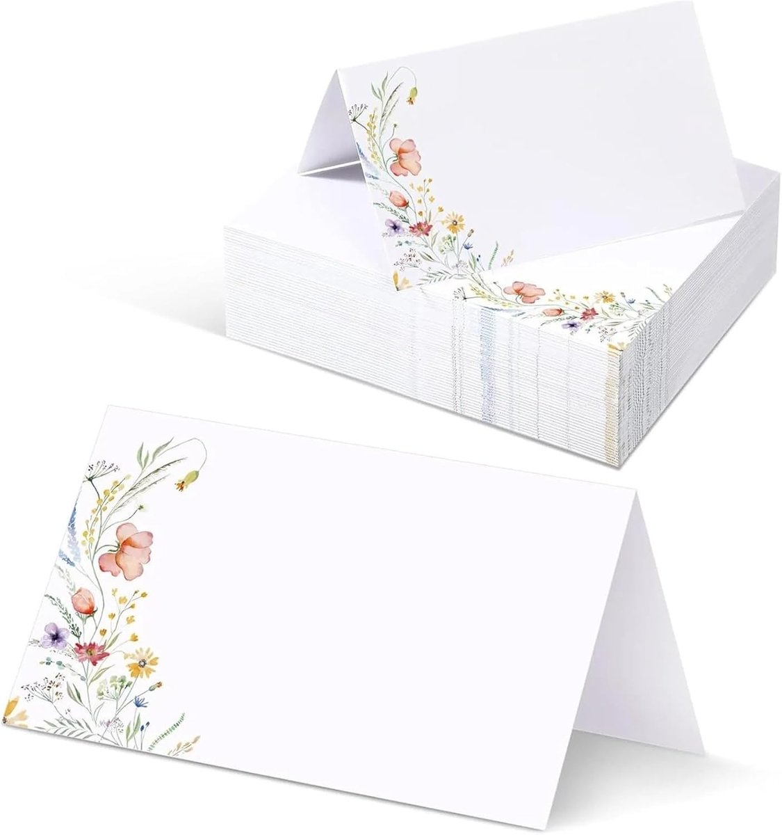 Plaatskaarten Set - Naamkaartjes Tafel - Feestelijke Tafeldecoratie - Handgetekend Ontwerp - 150 Stuks - Wit