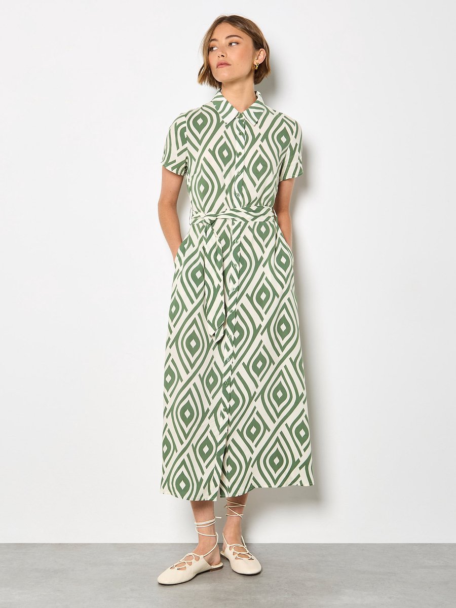 Midi-jurk met shirt in geometrische print