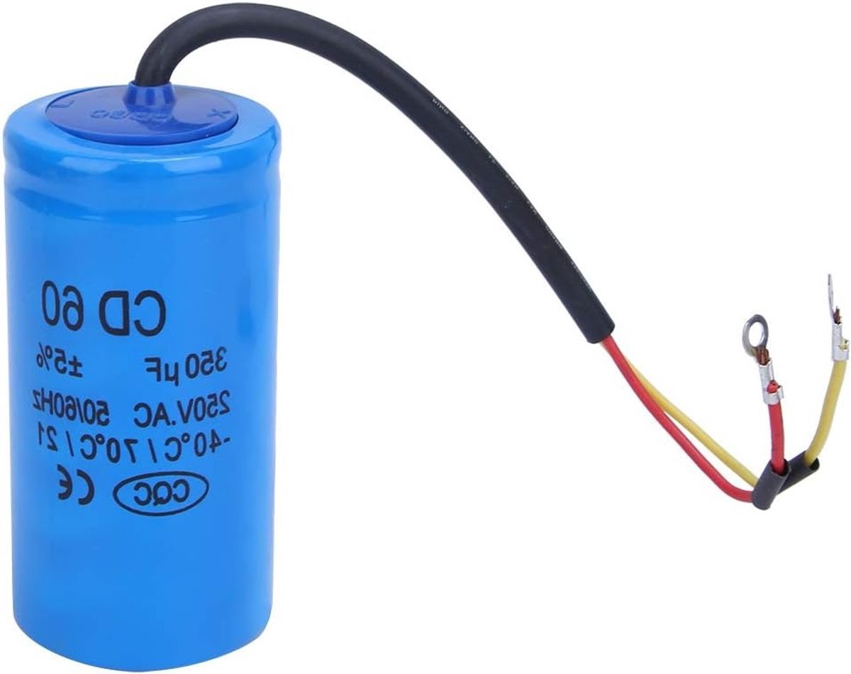 350uF 250VAC Start- en Loopcondensator voor Motoren, Koelkasten, Airconditioning en Waterpompen