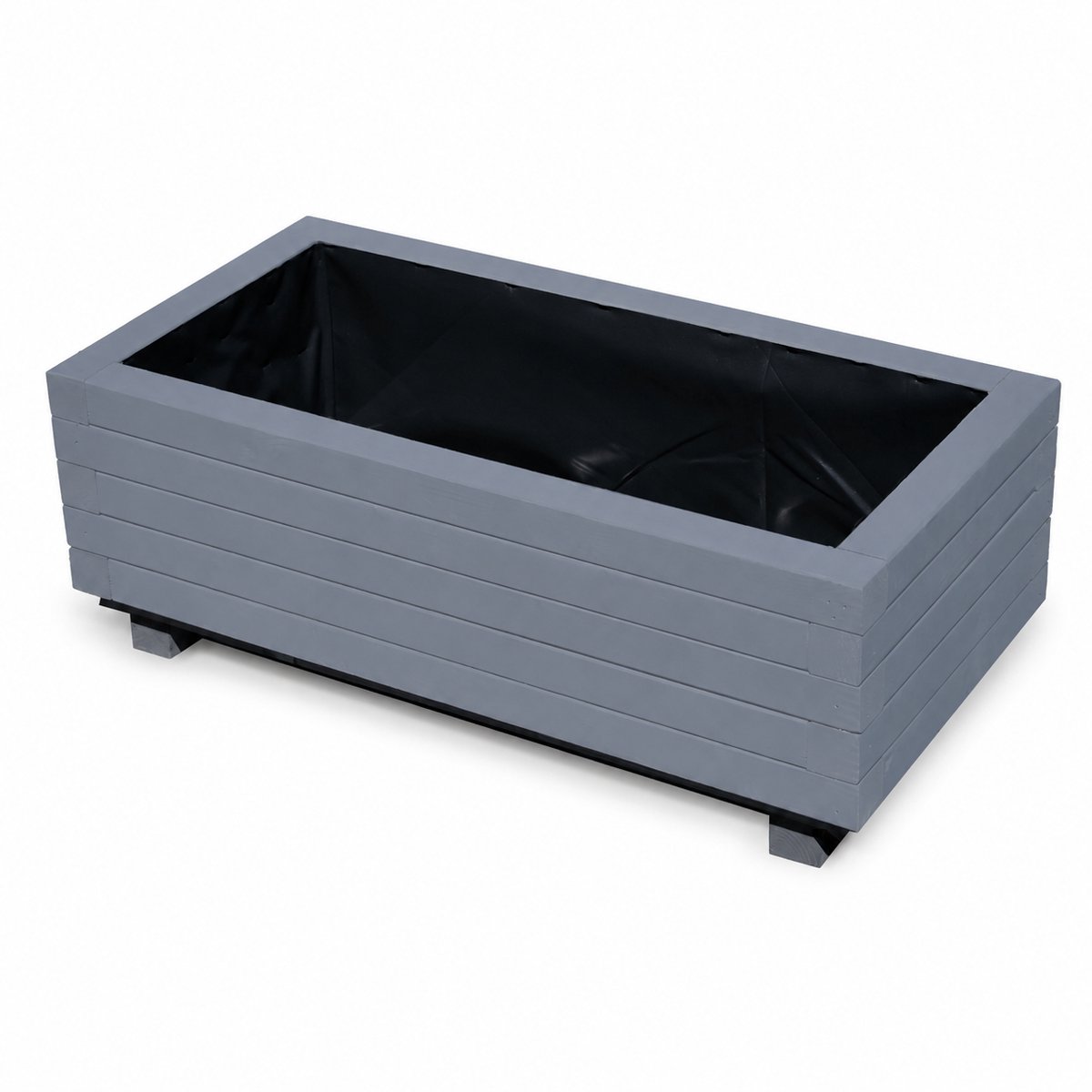 Plant&Bak Tuinbak Vurenhout L80 × B40 × H30 cm – Houten Plantenbak voor Buiten – Langwerpige Bloembak met Waterdichte Binnenbekleding – Antraciet