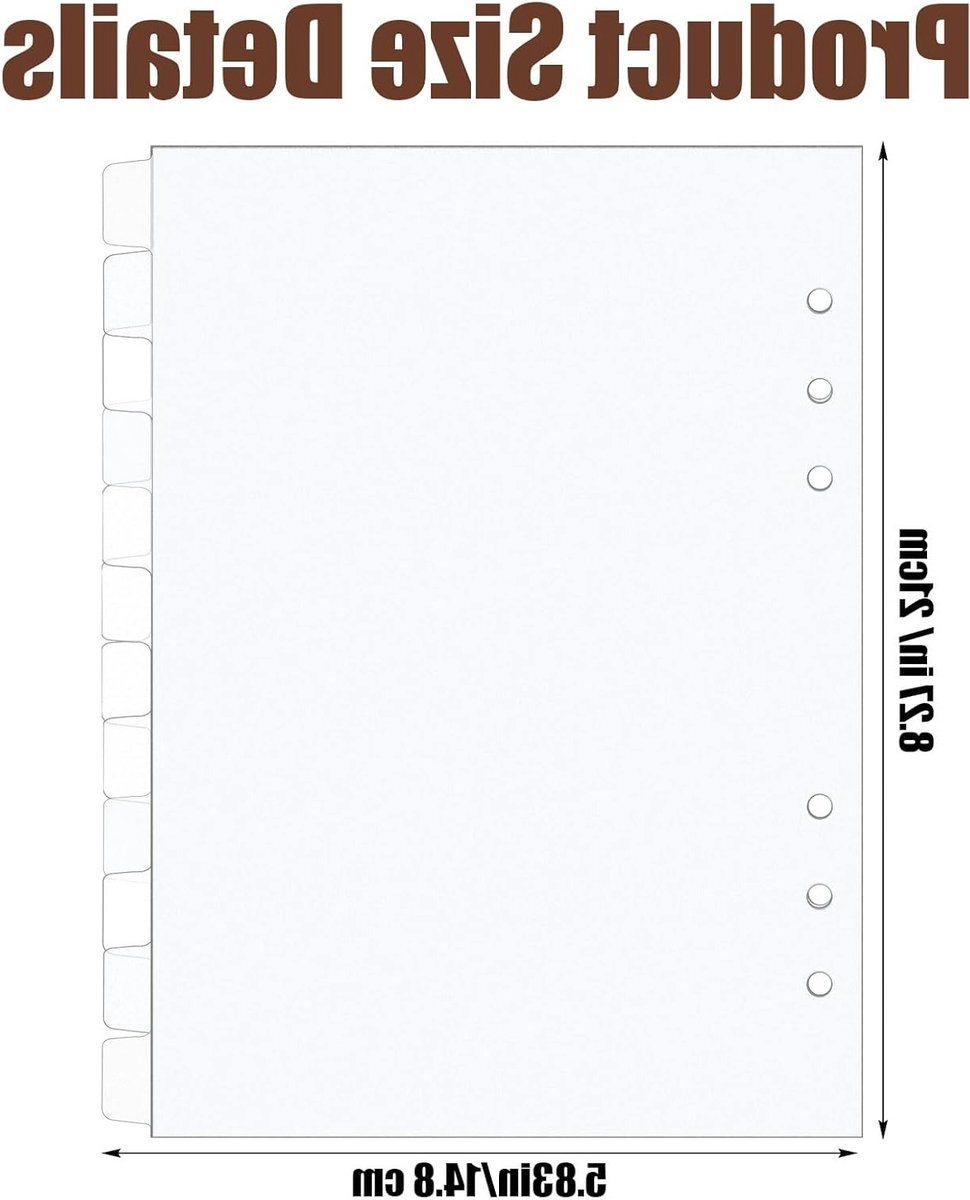 Set van 12 A5 Scheidingsbladen met 6 Gaten, Duidelijke Matte Plastic Index met Tabs en Lege Zijkanten voor Notitieboek en Planner, Herbruikbare Pagina Beschermers — cadeau in Cadeau-ideeën - foto 5