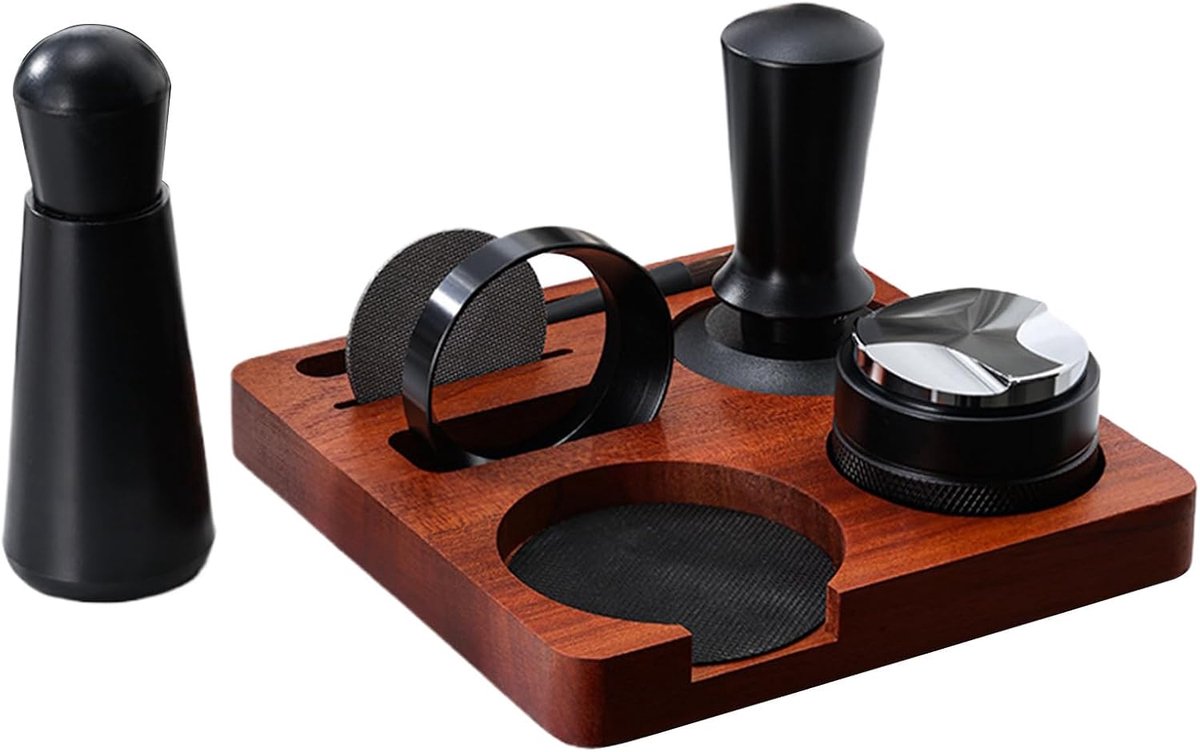 Koffietamper set Espresso accessoires Koffie bereiden 7-delig met trechter 58 mm Zwart