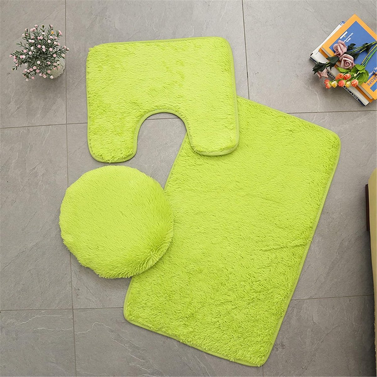 Badmat Set - Toilet Tapijt - Badkamer Comfort - Sneldrogend Absorberend - 3 Delig - Blauw