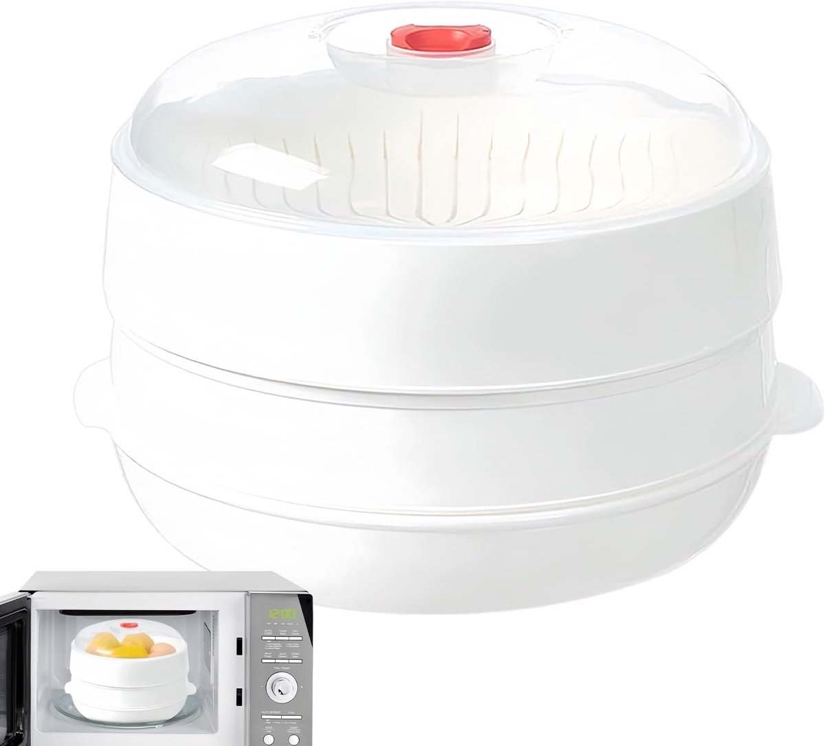 Magnetron Stoompan Groente Stomer Gezond Koken Ventilatie Ontwerp Dubbel Verdikt Transparant