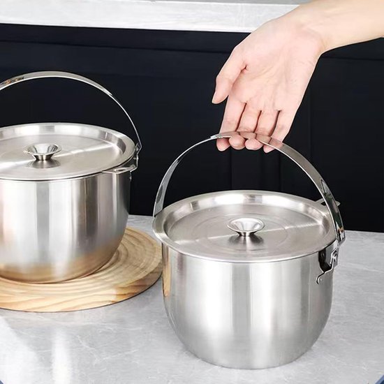 Kampvuur Pot - Buiten Kookpan - Outdoor Koken - Roestvrij Staal - 14x20.5x14 cm - Zilver — afbeelding 4