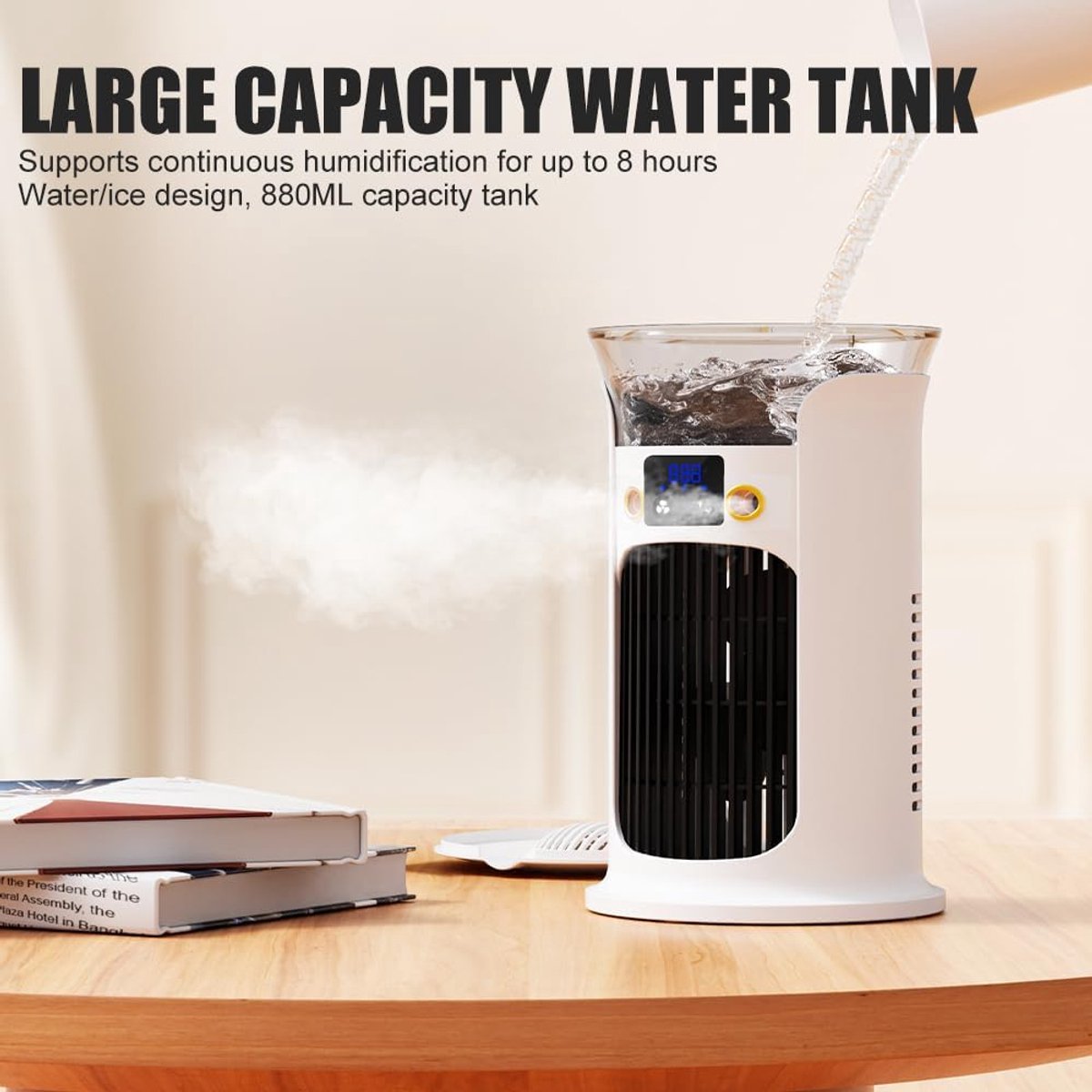 Mini-draagbare airconditioner, kleine draagbare luchtkoeler voor kamers, draagbare airco-unit, stille mobiele airconditioner zonder afvoerslang (wit) thumbnail 5