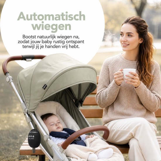 Oplaadbare Baby Rocker voor Kinderwagen en Buggy - Automatisch Wiegen - Rustgevende Geluiden & Bluetooth - Zwart — afbeelding 3