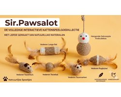 Sir.Pawsalot 6-Delige Kattenspeelgoed Set - Natuurlijk Sisal Touw met Veren - Interactief Speelgoed voor Katten & Kittens - Handgemaakt - Eco-Vriendelijk