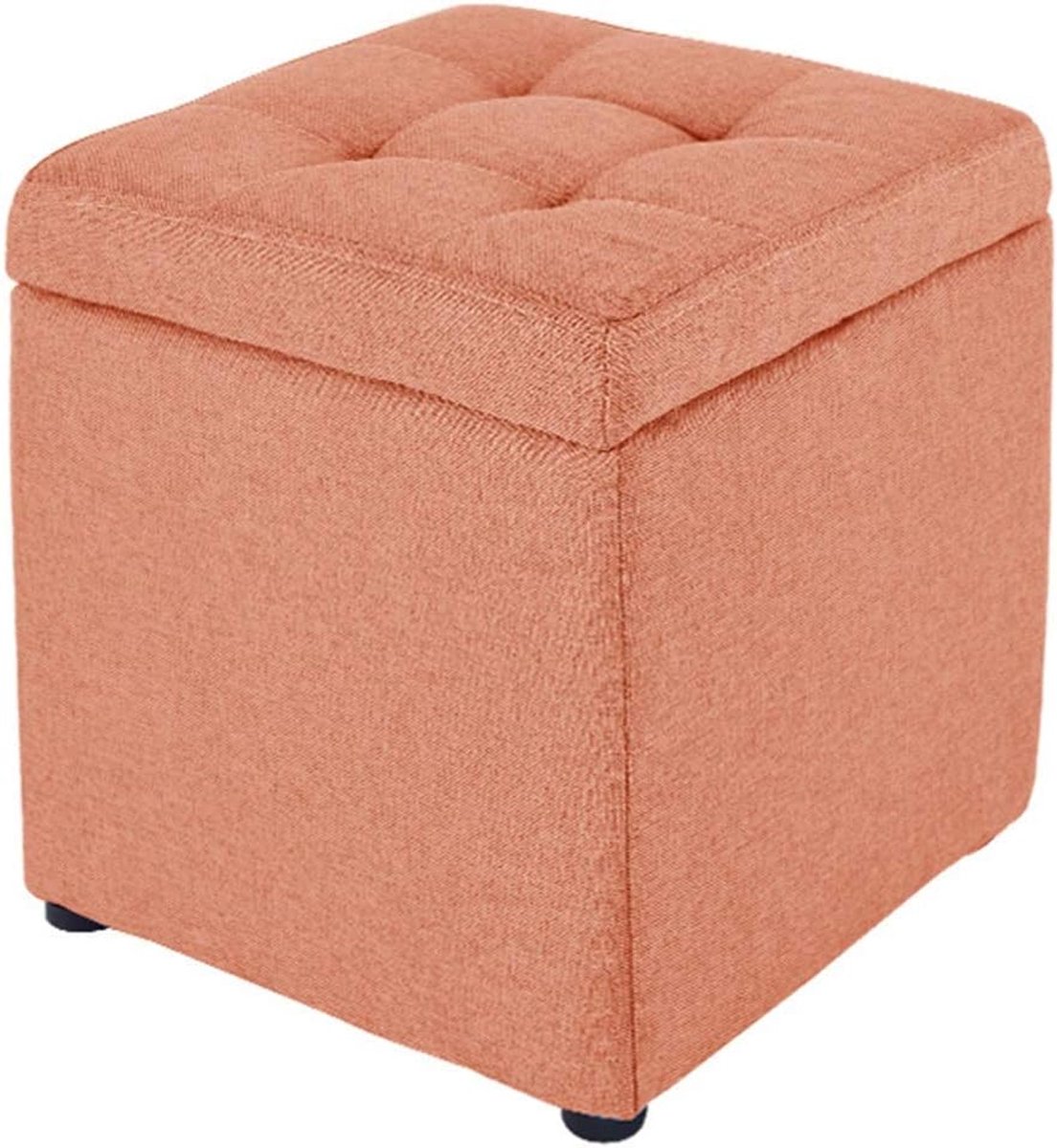 Opberg Voetenbank - Zitkruk Kussen - Ruimte Organiseren - Extra Grote Opbergruimte - 30x30x35cm - Oranje