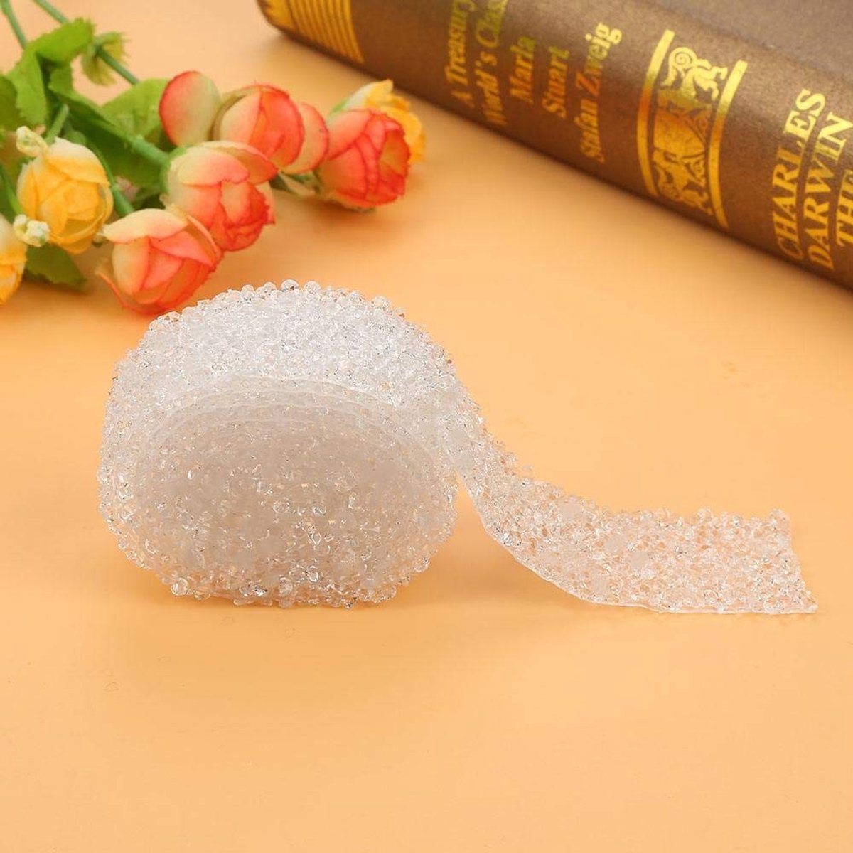 Dailygoods- Mesh Lint 3 cm Breed - Kristallen Diamant - Transparant Wit - Bruidsjurken/Feestdecoratie - Vrij Gesneden - Hot Fix Methode - Strasslint