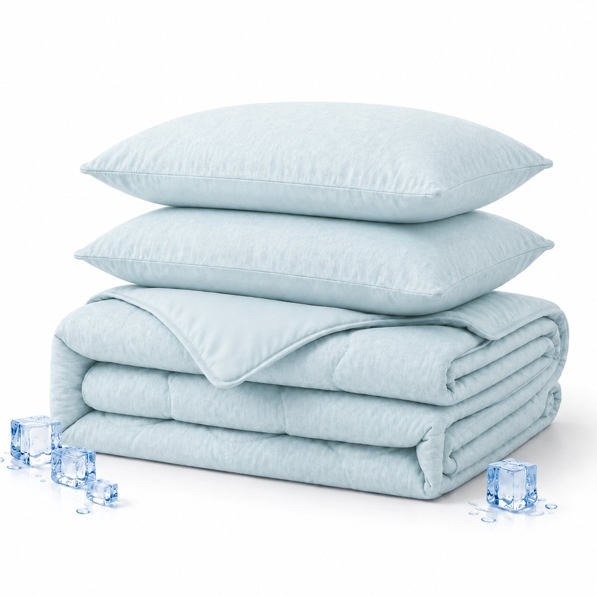 Verkoelend Dekbed zonder overtrek 240x220 cm – Blauw - Verkoelend & Ademend – Met Kussenslopen - Lichtgewicht Zomerdekbed – Wasbaar Dekbed - Lits-jumeaux