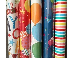 Product afbeelding van Inpakpapier 5 rollen Happy Birthday STANDAARD 2026 -70x200cm.