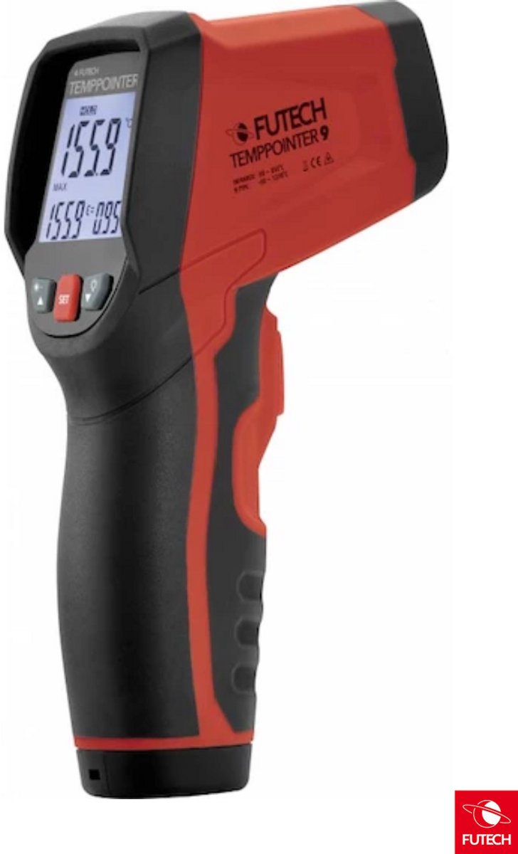 FUTECH TempPointer 9 IR‑thermometer −50°C…+800°C (300.09) — contactloze infrarood thermometer 16:1, 9‑laser