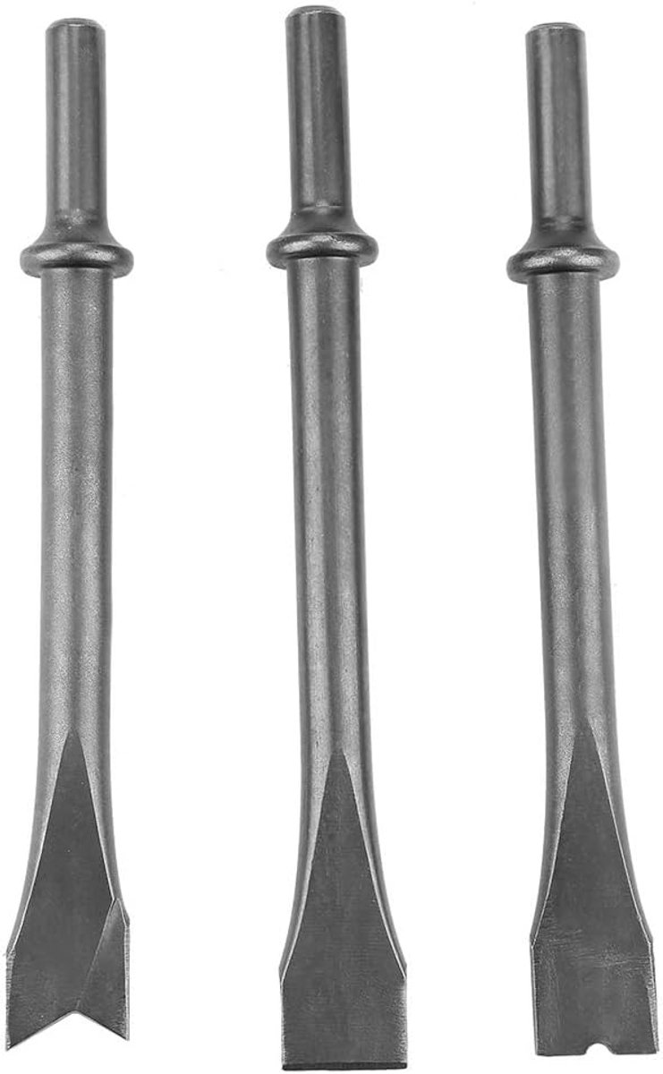 Luchthamer Beitels - Pneumatische Bits - Beton Sloopwerk - Extra Lange Steel - 3 Stuks Set - Zilverkleurig